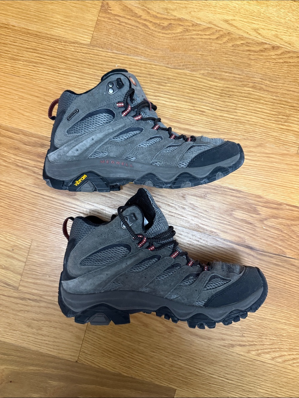 Merrell Grey Hiking Boots with Subtle Red Accents - Picture 2 of 5